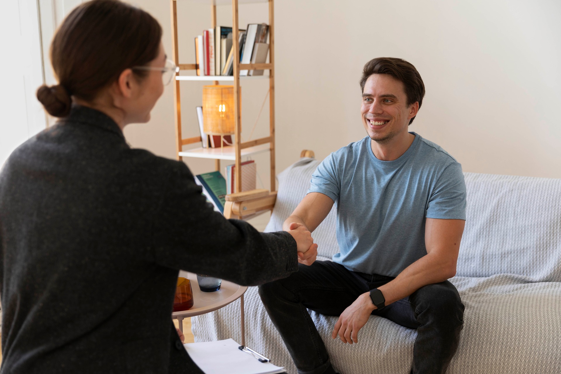 Patient meeting with a healthcare professional for a mental health screening