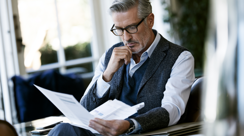 Man reviewing his blood test results after receiving abnormal liver enzyme findings.