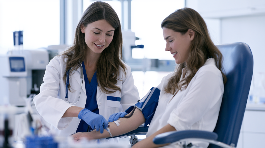Primary care doctor reviewing medical information with a patient before making a decision about GLP-1 medication treatment.