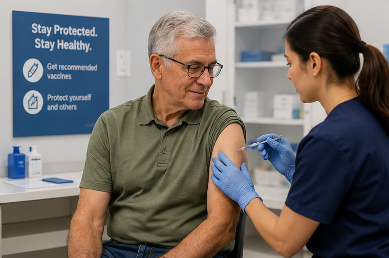Adult immunization schedule showing recommended vaccines for different age groups