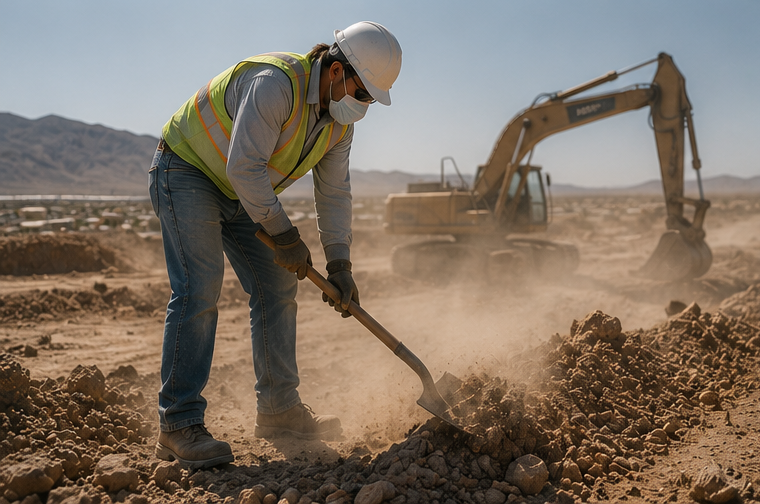 Desert soil releasing airborne fungal spores that can cause valley fever