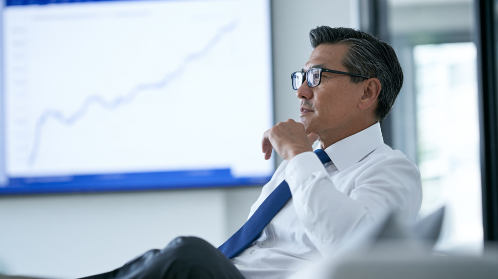 Adult man reviewing thyroid test results related to Hashimoto’s disease and thyroid antibodies.