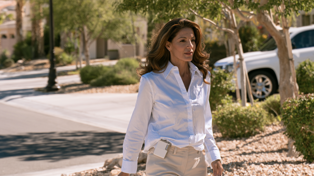 Woman walking outdoors as part of follow-up care after an abnormal EKG finding
