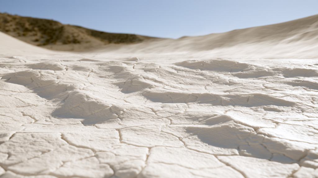 Cracked dry ground representing low humidity and dry winter conditions in Las Vegas.